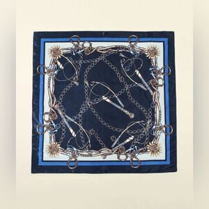 Elegant Blue and Gold Scarf G32